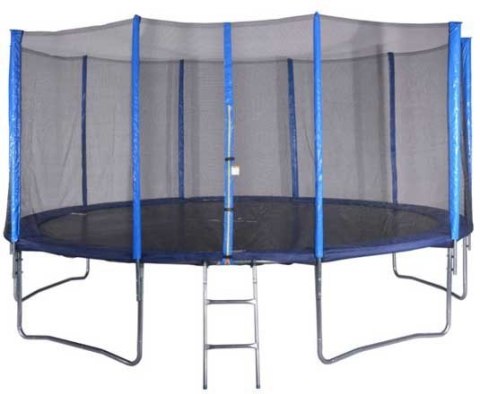 Trampolina Czarno-Niebieska Ogrodowa Z Siatką i Drabinką Trampolina Czarno-Niebieska Ogrodowa Z Siatką i Drabinką